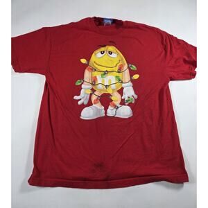 Vintage M&Ms Shirt Adult XL Red Yellow Cotton Christmas T Mens Retro